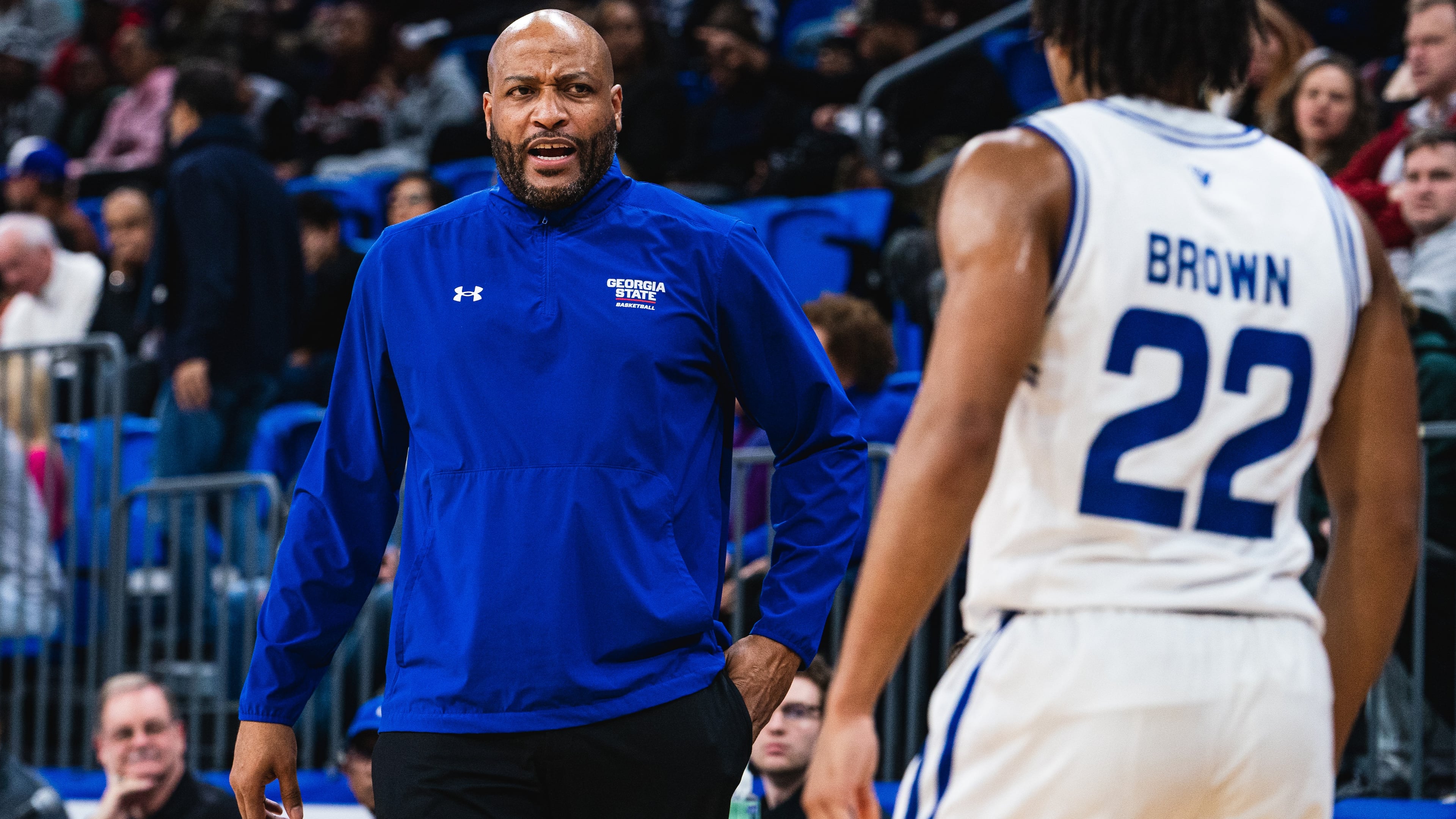 Georgia State coach Jonas Hayes will lead his team in an exhibition against UGA on Wednesday, alongside his brother Jarvis. The Hayes brothers both played for UGA. (Courtesy of Daniel Wilson)