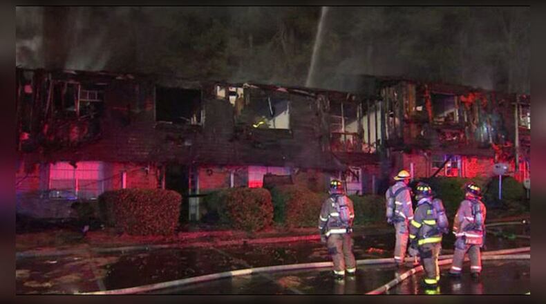 A fire destroyed an apartment building in Riverdale, officials said.