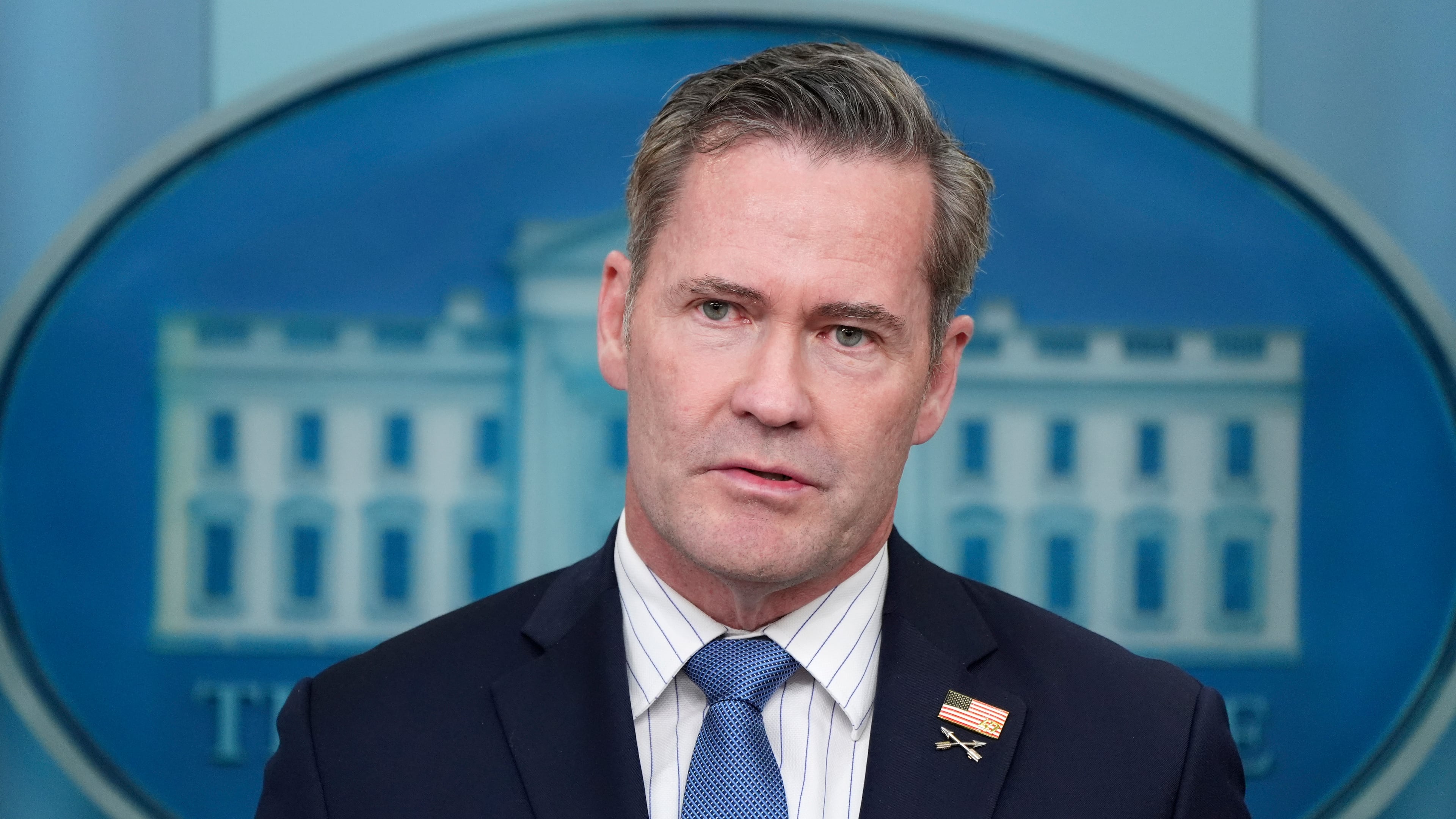 FILE - White House national security adviser Mike Waltz speaks with reporters in the James Brady Press Briefing Room at the White House, on Feb. 20, 2025, in Washington. (AP Photo/Jacquelyn Martin, File)