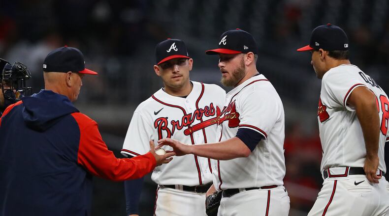 Braves reliever Tyler Matzek will undergo Tommy John surgery Wednesday, according to Braves manager Brian Snitker. (Curtis Compton / Curtis.Compton@ajc.com)