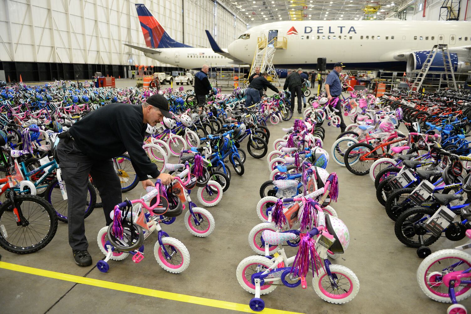 Nearly 700 bikes were donated and assembled by Delta technicians