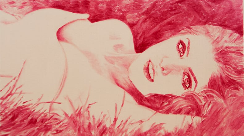 Houston artist Natalie Irish created this piece of art using her lips.