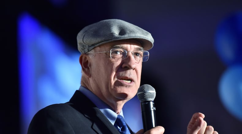 Then-U.S. Senate candidate Jim Barksdale speaks during an election night party in Atlanta on Nov. 8, 2016. (HYOSUB SHIN / HSHIN@AJC.COM)