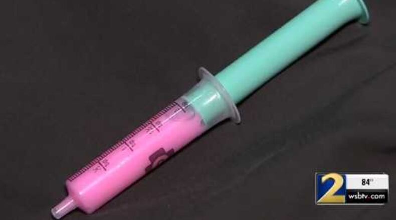 A strange incident occurred at Northside Hospital in Sandy Springs about two weeks ago when a man stabbed another man with a syringe containing pink liquid.