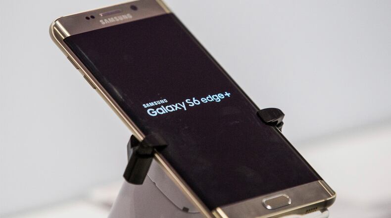 The Samsung Galaxy S6 Edge sits on display in a store on August 21, 2015 in New York, United States.