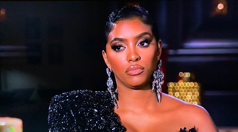 Porsha Williams gives side eye to Marlo Hampton during the season 13 final reunion episode of "Real Housewives of Atlanta" that aired May 9, 2021. BRAVO