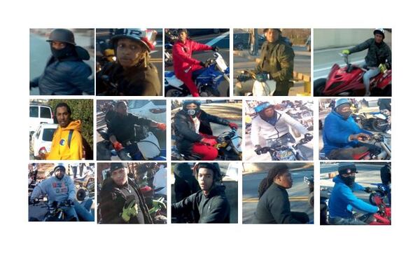 Police are looking to identify several ATV and dirt bike riders accused of blocking traffic last month as they rode through downtown Atlanta.