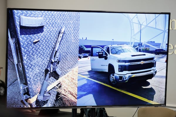 Police show the truck and the weapon recovered at Hartsfield-Jackson Atlanta International Airport after the incident. (Miguel Martinez/AJC)