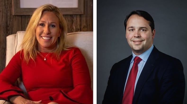 Businesswoman Marjorie Taylor Greene and Dr. John Cowan, a neurosurgeon, are in the August runoff for the Republican nomination in Georgia's 14th Congressional District.