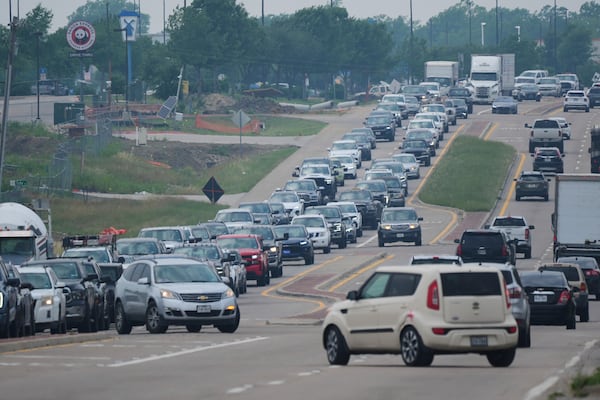 Traffic is seen in Princeton, Texas, Friday, May 16, 2025. (AP Photo/LM Otero)