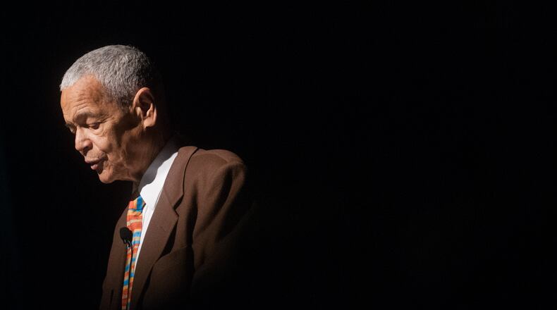 Civil rights activist and former Georgia state senator Julian Bond gives the keynote during the 19th Annual Barbara Jordan Forum at the Lyndon B. Johnson School of Public Affairs at The University of Texas at Austin.