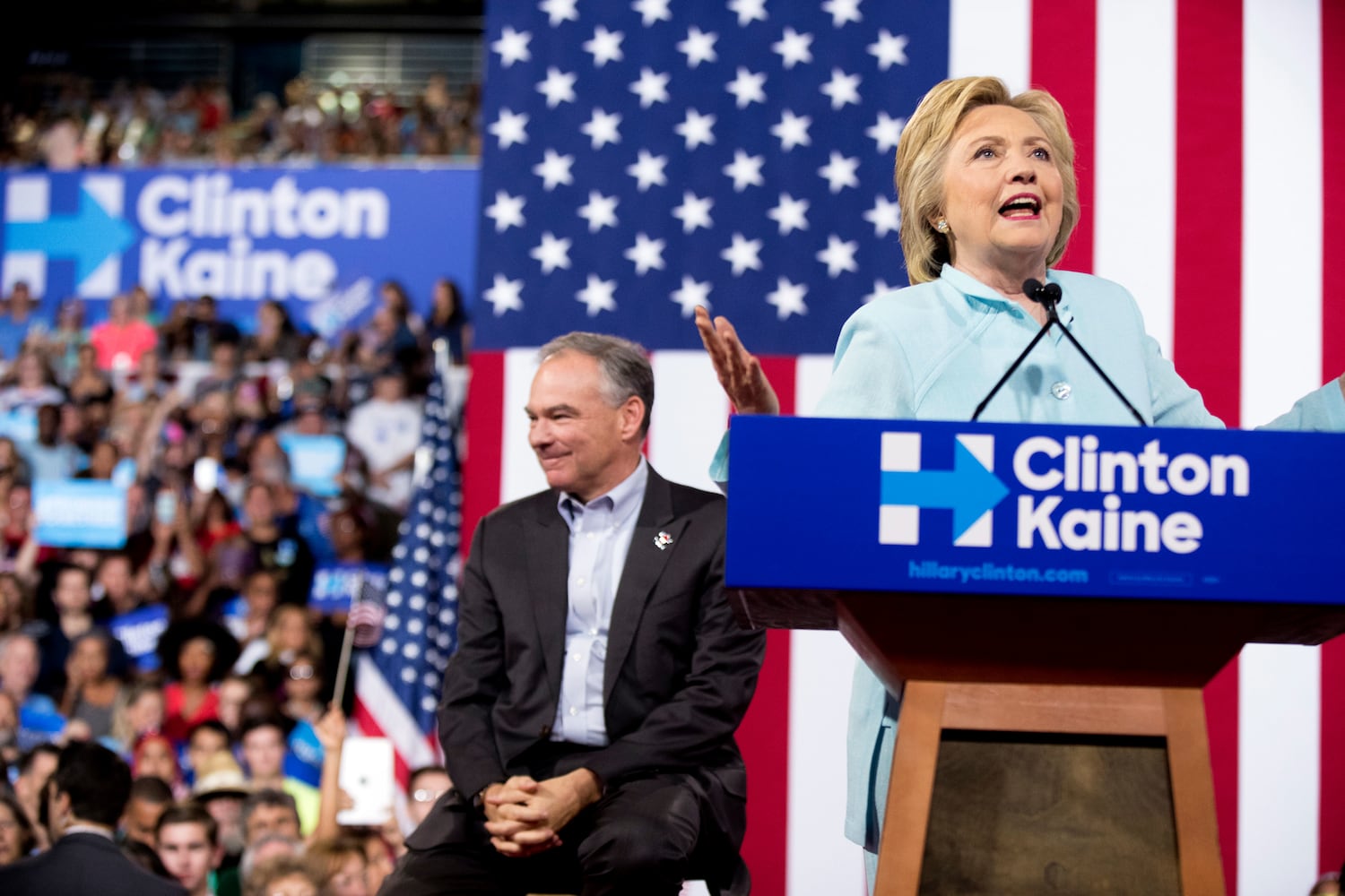 Clinton-Kaine ticket makes debut