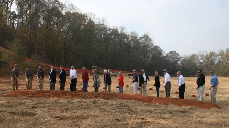 Forsyth County commissioners and other dignitaries broke ground in November of 2016 for Eagle’s Beak Park, which can now be utilized for special events featuring alcohol. AJC file photo