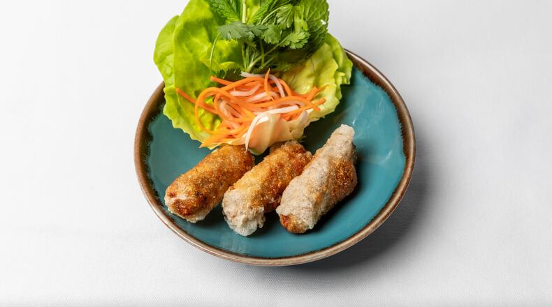 Imperial Rolls with Ground Shrimp and Pork, Served with Lettuce Wraps from Juniper Cafe. / Photo by Eric Sun