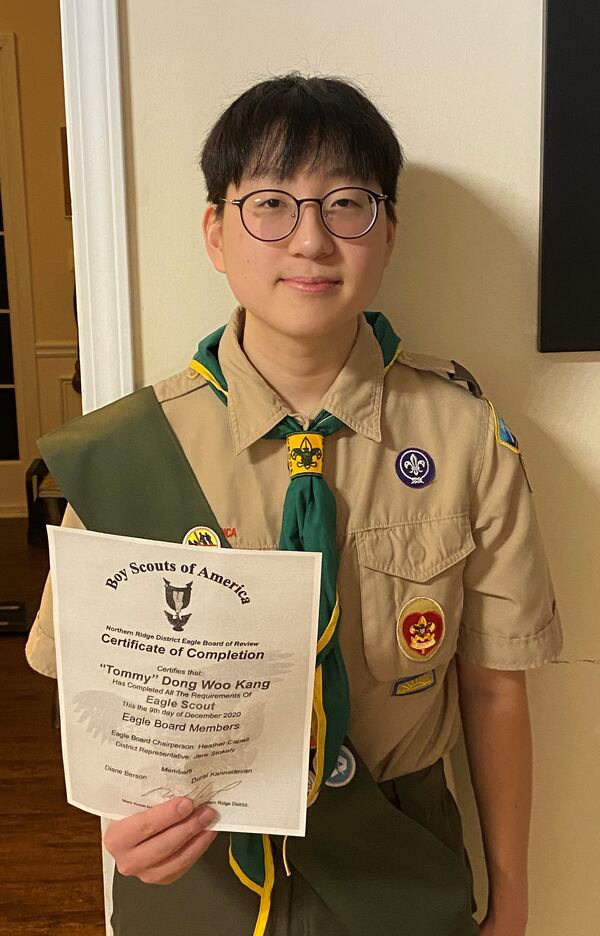 The Northern Ridge Boy Scout District (Cities of Roswell, Alpharetta, John’s Creek, Milton) announced on Dec. 9 “Tommy” Dong Woo Kang, of Troop 3143 passed his Board of Review to become an Eagle Scout. Sponsored by John’s Creek United Methodist Church, his project was the design and construction of four low-riding bookshelves for the children's library at the Johns Creek United Methodist church. These shelves will also provide additional seating in the children's library