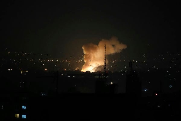 Smoke rises after an explosion in Tehran, Iran, Friday, June 13, 2025. Israel attacked Iran's capital early Friday, with explosions booming across Tehran.(AP Photo/Vahid Salemi)