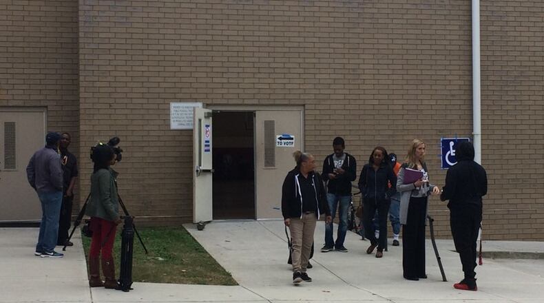 Outside of Therrell High School in southwest Atlanta