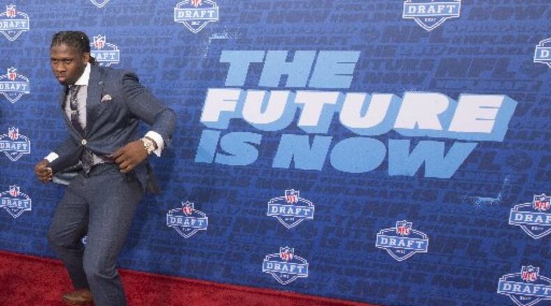 UCLA linebacker Takkarist McKinley before the Falcons selected him with the No. 26 draft pick. (Photo by Mitchell Leff/Getty Images)