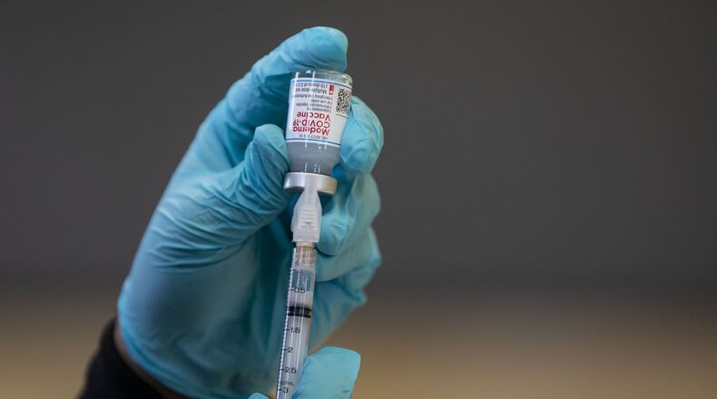 Eastside Medical is offering first and second doses of the Moderna vaccine for adults ages 18 and over in a building located on the hospital campus in Snellville. (Brian Cassella/Chicago Tribune/TNS)