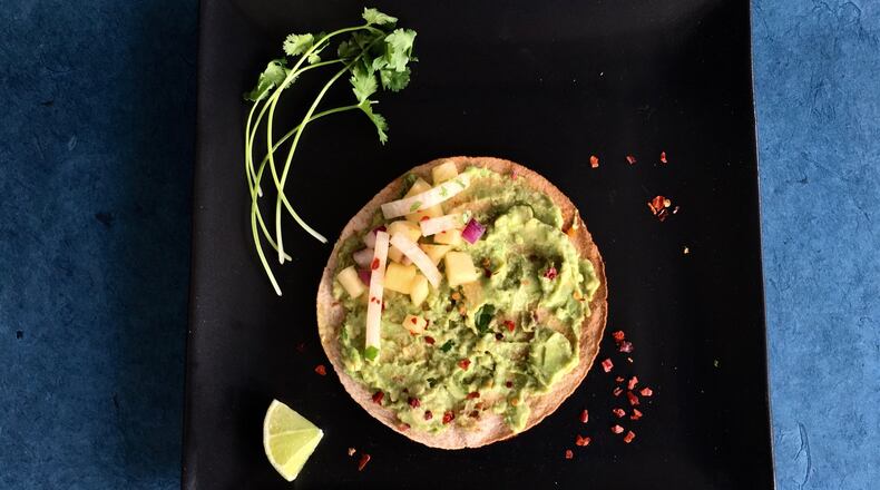 Pineapple jicama salsa adds sweetness and texture to these avocado tostadas. Contributed by Kellie Hynes