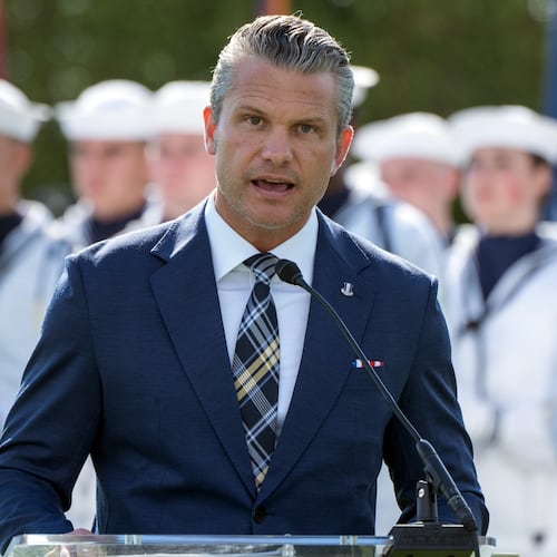 Defense Secretary Pete Hegseth speaks during the POW/MIA National Recognition Day Ceremony at the Pentagon, Friday, Sept. 18, 2026, in Washington. (AP Photo/Mark Schiefelbein)