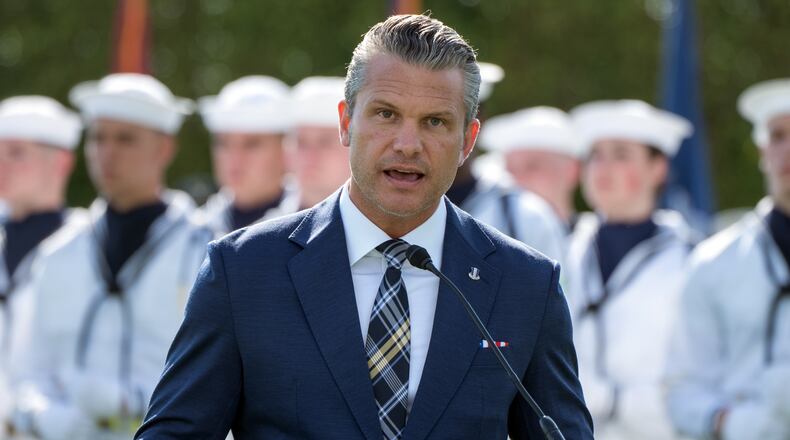 Defense Secretary Pete Hegseth speaks during the POW/MIA National Recognition Day Ceremony at the Pentagon, Friday, Sept. 18, 2026, in Washington. (AP Photo/Mark Schiefelbein)