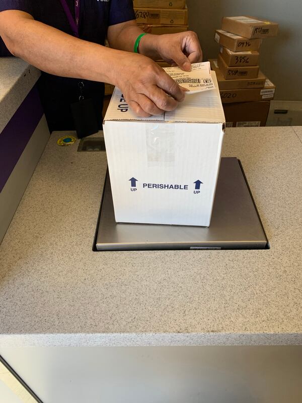 Tuna sandwiches from Subway are boxed for shipping to a commercial food testing lab, Feb. 28, 2021. A lawsuit against America’s largest sandwich chain has raised questions about America’s most popular canned fish. We tried to answer one: Is Subway selling tuna? (Julia Carmel/The New York Times)