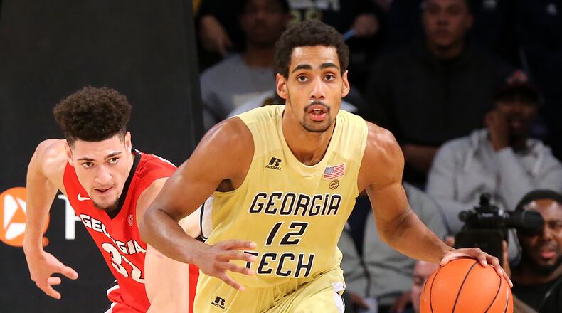 December 20, 2016, ATLANTA: Georgia Tech forward Quinton Stephens drives against Georgia in a NCAA college basketball game on Tuesday, Dec. 20, 2016, in Atlanta. Curtis Compton/ccompton@ajc.com