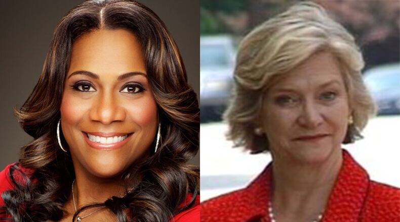 CBS46 has picked up two veteran reporters full time: Karyn Greer and Sally Sears. CREDIT: publicity photos