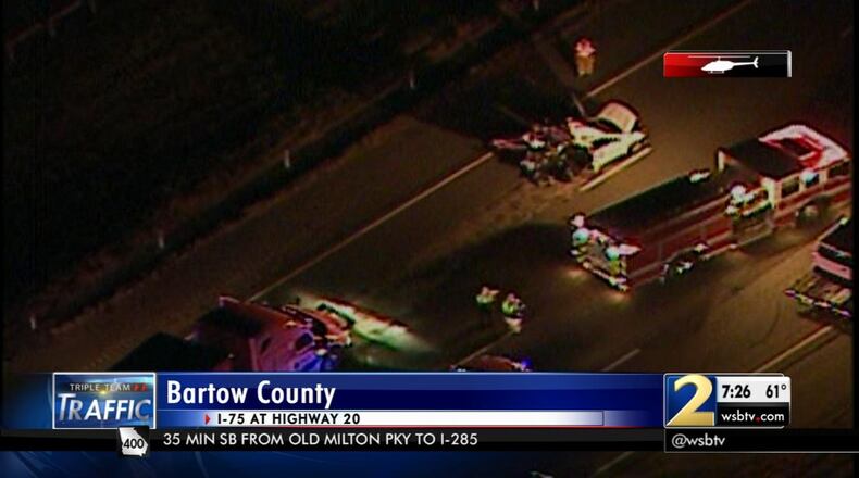 A fatal tractor-trailer crash causes delays on I-75 North in Bartow County. (Credit: Channel 2 Action News)