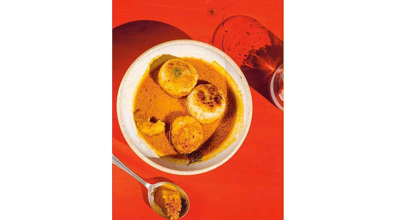 Shrimp Meatballs in Tomato Sauce from "The Baja California Cookbook" by David Castro Hussong and Jay Porter (Ten Speed Press, 2020)