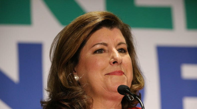 U.S. Rep.-elect Karen Handel delivers her victory speech Tuesday at her election night party. Handel scored a 4-point victory over Democrat Jon Ossoff in the 6th Congressional District special election. Curtis Compton/ccompton@ajc.com