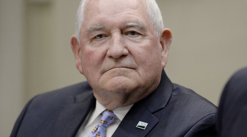 U.S. Agriculture Secretary Sonny Perdue during a roundtable with farmers on April 25, 2017, at the White House. (Olivier Douliery/Abaca Press/TNS)