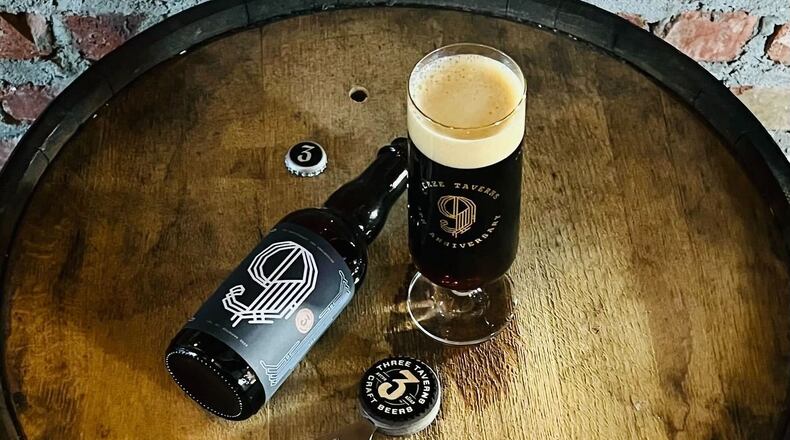 Three Taverns 9th Anniversary Ale is a limited edition barleywine aged for 13 months in 8-year-old Willett bourbon barrels. / Credit: Three Taverns Brewery