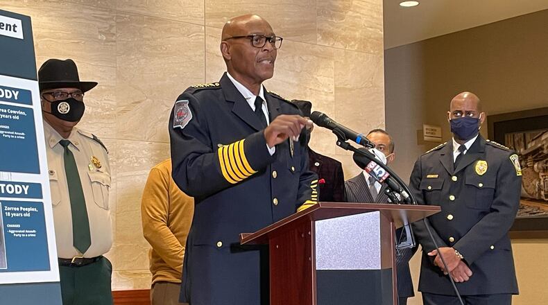 Douglasville police Chief Gary Sparks speaks about a New Year's Eve shooting that left a 15-year-old dead during a news conference Tuesday. (Rosana Hughes / Rosana.Hughes@ajc.com)