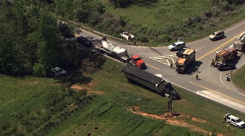 A woman was in critical condition after a wreck in Ball Ground on Tuesday. (Credit: Channel 2 Action News)