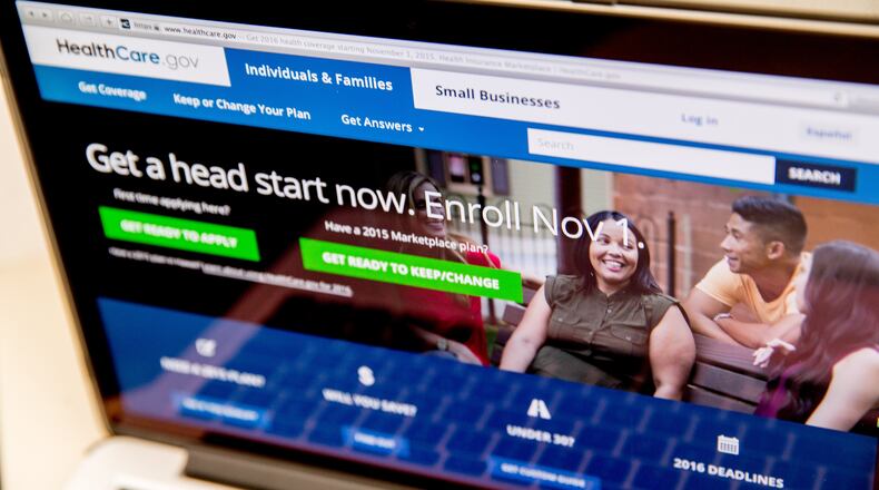 FILE - In this Oct. 6, 2015, file photo, the HealthCare.gov website, where people can buy health insurance, is displayed on a laptop screen in Washington. A major survey out Jan. 7, 2016, finds that progress has stalled on reducing the number of uninsured Americans under President Barack Obamas health care law. (AP Photo/Andrew Harnik, File)