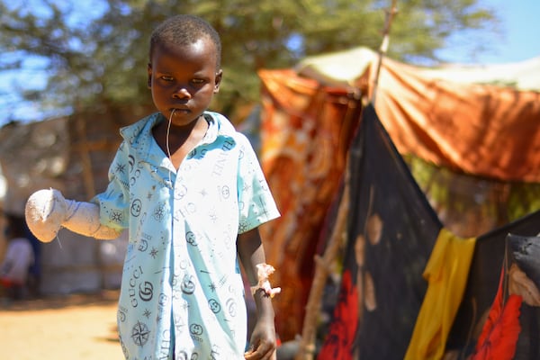 This November 2024 photo provided by the World Food Program shows a young internally displaced person at the ZamZam camp in El Fasher, North Darfur state, Sudan. (Mohamed Galal/WFP via AP)