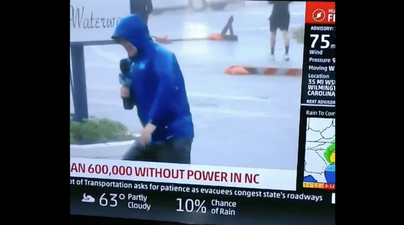 Mike Seidel's now infamous video where he is fighting off the wind while two men behind him walk by calmly.