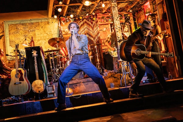 This image released by DKC/O+M shows Andrew Durand during a performance of “Dead Outlaw." (Matthew Murphy/DKC/O+M via AP)