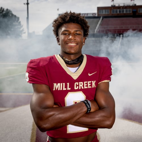 Caleb Downs, who played in high school for Mill Creek, and went to star in college at Alabama and Ohio State. (Steve Schaefer for the AJC)