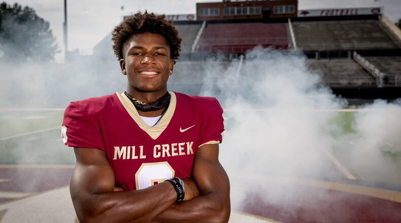 Former Mill Creek standout Caleb Downs, who just finished his junior season at Ohio State, is expected to be a first-round pick in this year's NFL draft. (AJC File)