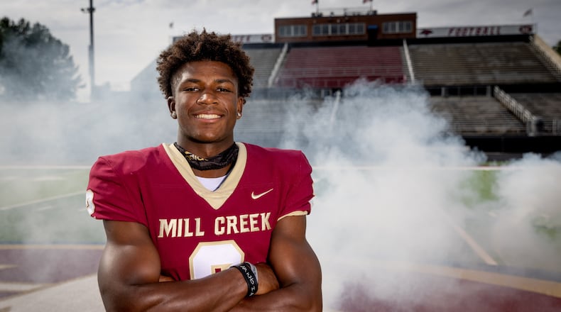 Caleb Downs, who played in high school for Mill Creek, and went to star in college at Alabama and Ohio State. (Steve Schaefer for the AJC)