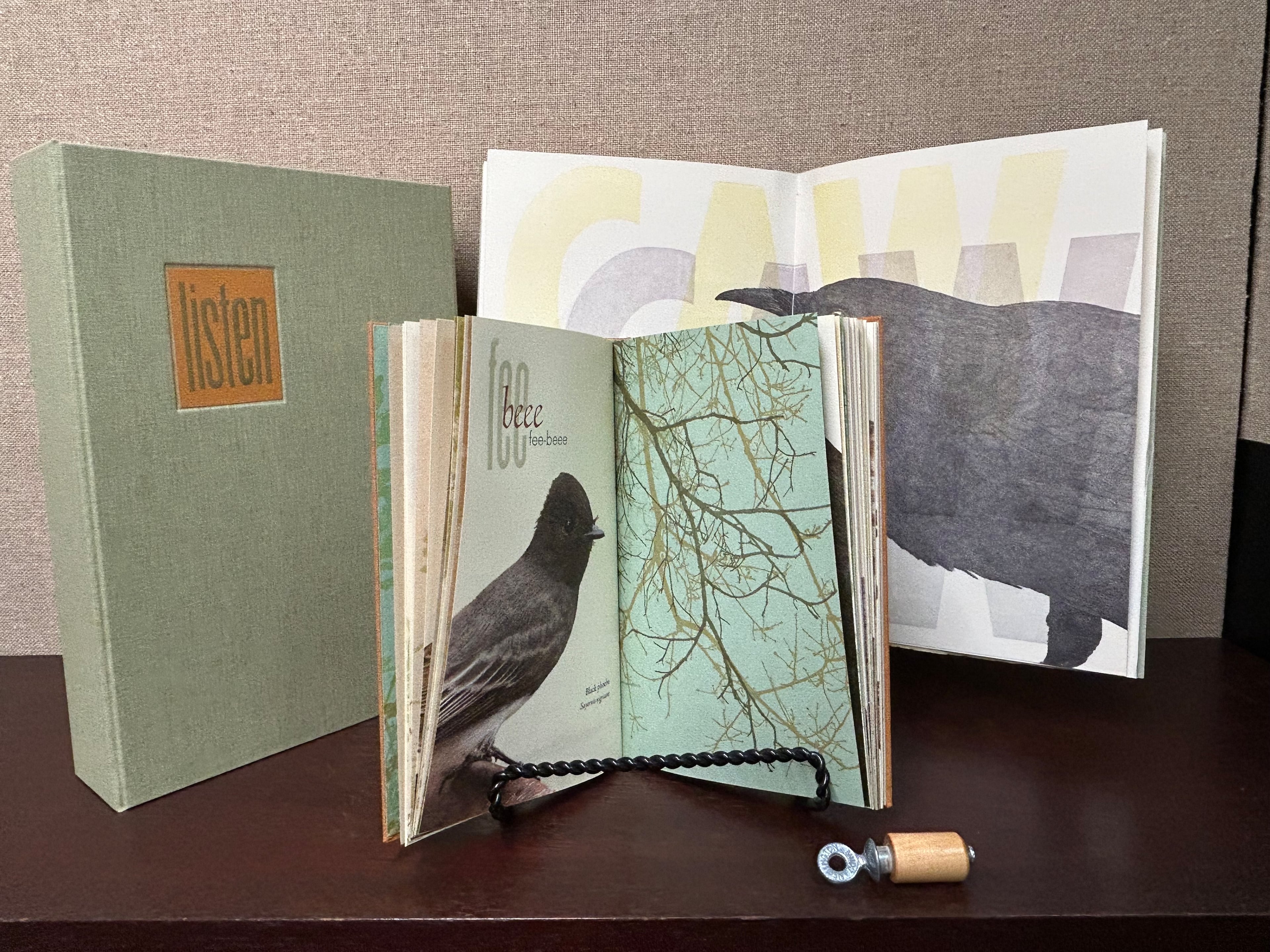 “Listen” by Rebecca Chamlee won first place in “The Book as Art” exhibition on view at Decatur Library. (Courtesy of Georgia Center for the Book)