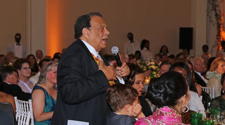 Andrew Young at the Swan House Ball on April 21. He and fellow former Mayor Sam Massell were jointly honored at the event, a fundraiser for the Atlanta History Center and a celebration of our city's past, present and future.