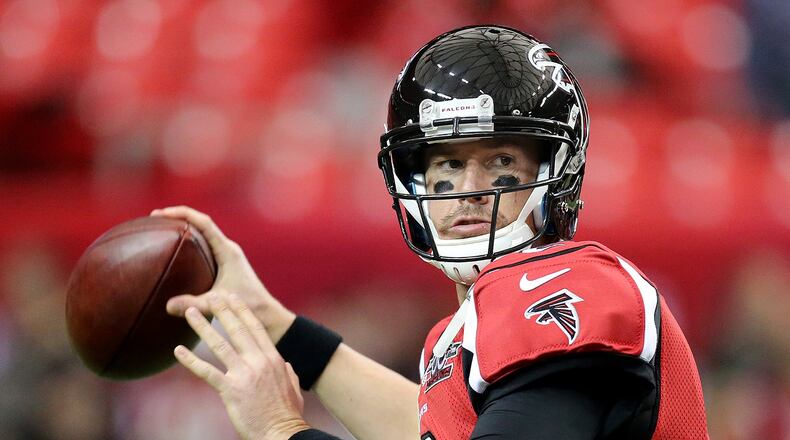 010316 ATLANTA: Falcons quarterback Matt Ryan prepares to play the Saints in a football game on Sunday, Jan. 3, 2016, in Atlanta. Curtis Compton / ccompton@ajc.com
