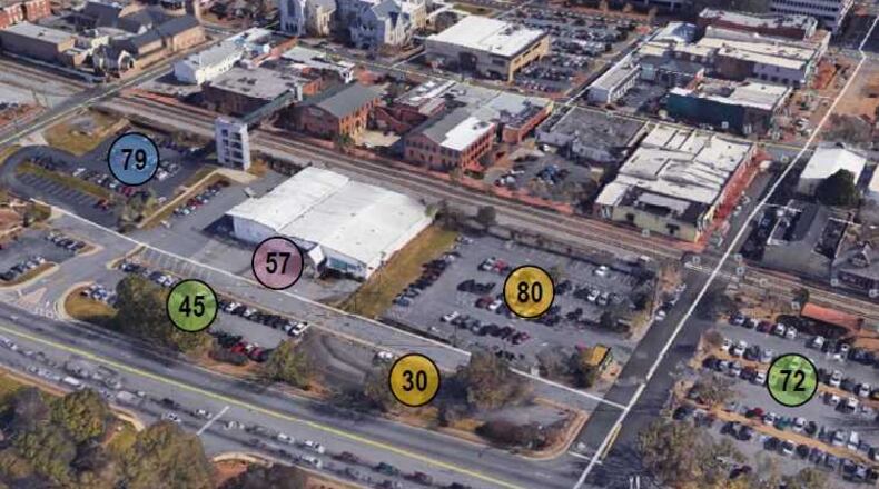 Here's a look at how many parking spaces Concordia Properties plans to provide, a mix of paid and free, for the Marietta Square Market it has proposed for the city's historic downtown.