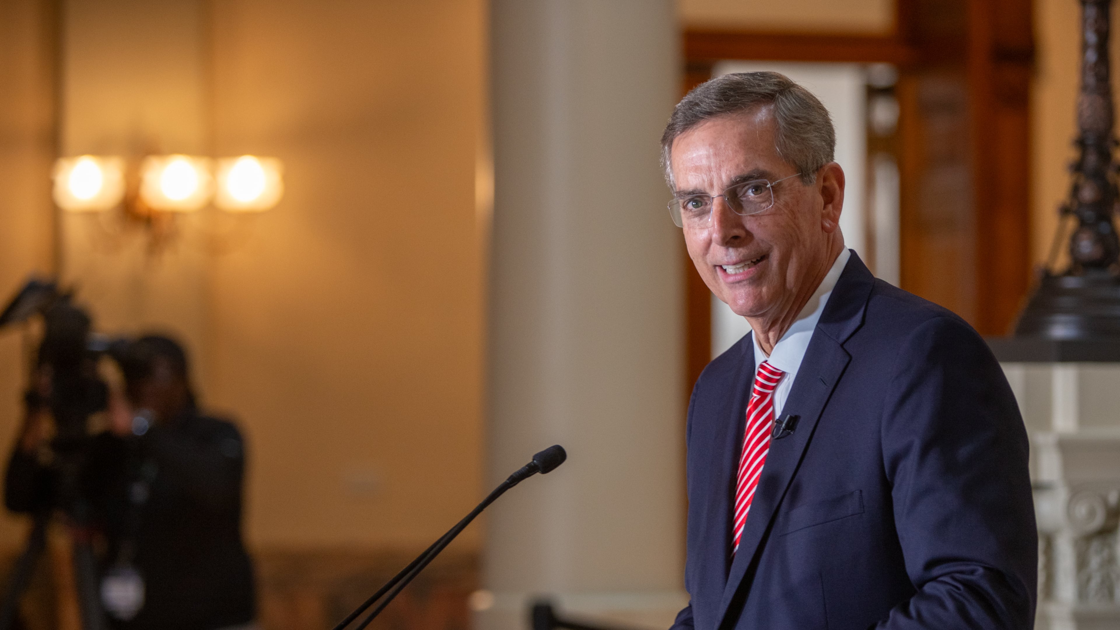 Secretary of State Brad Raffensperger said his campaign will target middle-of-the-road voters and mainstream Republicans tired of political polarization. (Jenni Girtman for the AJC 2024)