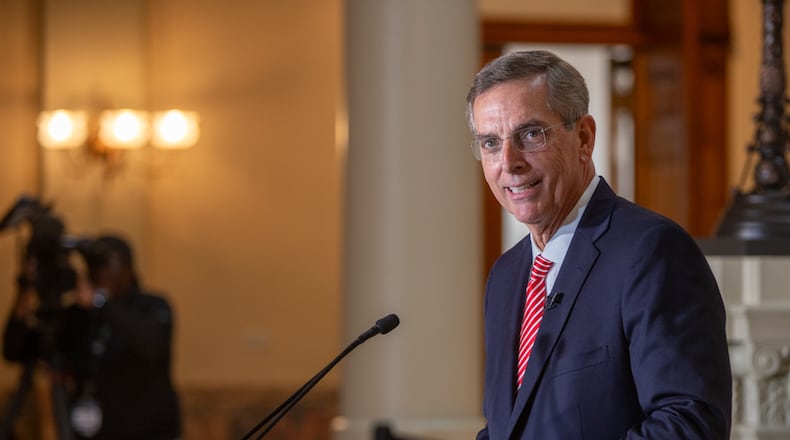 Secretary of State Brad Raffensperger said Georgia is ready for Tuesday's election, when 1.1 million voters are expected to cast ballots after 4 million participated in early voting. “This is the time we’ve been waiting for, when it all comes together, where you, the voters, get to choose who your leaders will be,” Raffensperger said. (Jenni Girtman for the AJC)