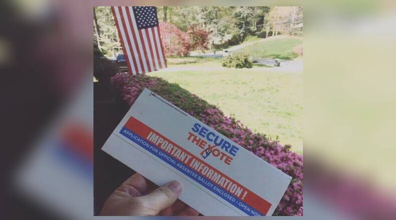 The secretary of state’s office mailed absentee ballot applications to Georgia’s 6.9 million active voters in advance of the 2020 primary election.